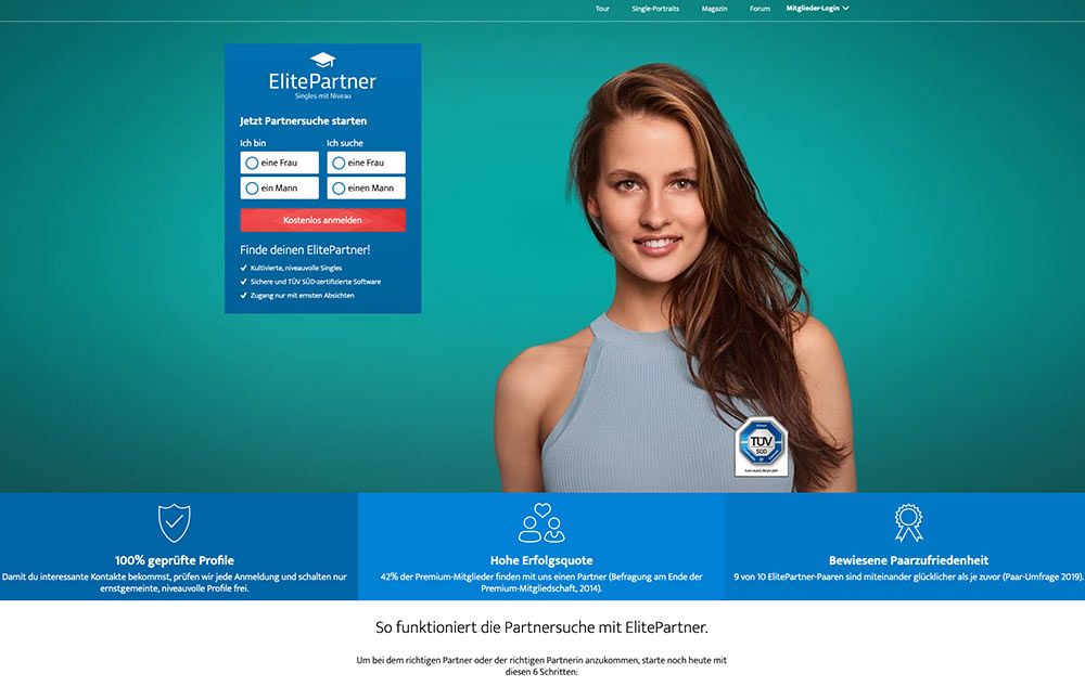 Elitepartner Erfahrung Screenshot Website